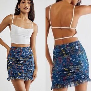FREE PEOPLE Romi Floral Ruffle Mini Skirt